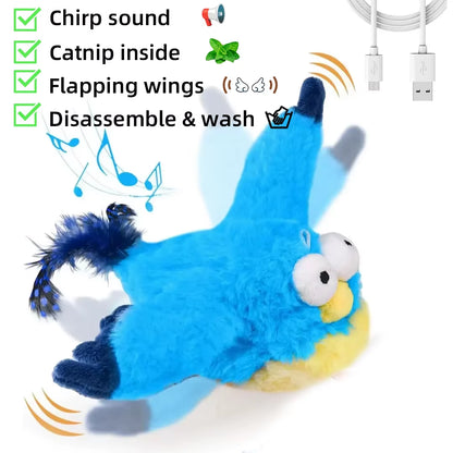 FlutterChirp Cat Toy – Rechargeable Flapping Bird with Catnip & Realistic Sounds