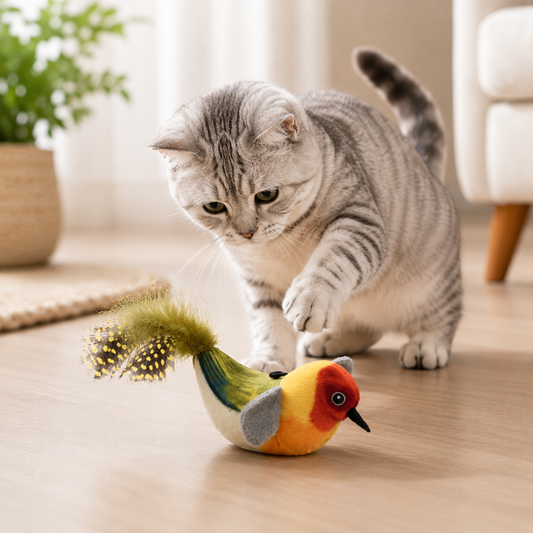 FlutterChirp Cat Toy – Rechargeable Flapping Bird with Catnip & Realistic Sounds